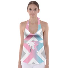 Flag X Blue Pink Grey White Chevron Babydoll Tankini Top