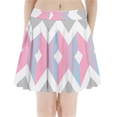 Flag X Blue Pink Grey White Chevron Pleated Mini Skirt