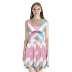 Flag X Blue Pink Grey White Chevron Split Back Mini Dress 