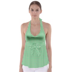 Green Tablecloth Plaid Line Babydoll Tankini Top