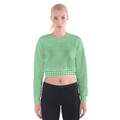Green Tablecloth Plaid Line Women s Cropped Sweatshirt