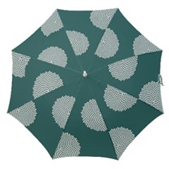 Green Circle Floral Flower Blue White Straight Umbrellas