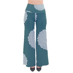 Green Circle Floral Flower Blue White Pants by Alisyart