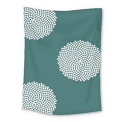 Green Circle Floral Flower Blue White Medium Tapestry