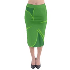 Leaf Clover Green Midi Pencil Skirt