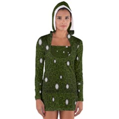 Graphics Green Leaves Star White Floral Sunflower Women s Long Sleeve Hooded T-shirt by Alisyart