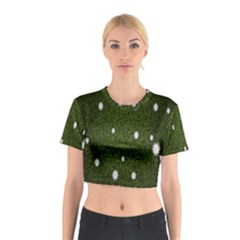 Graphics Green Leaves Star White Floral Sunflower Cotton Crop Top