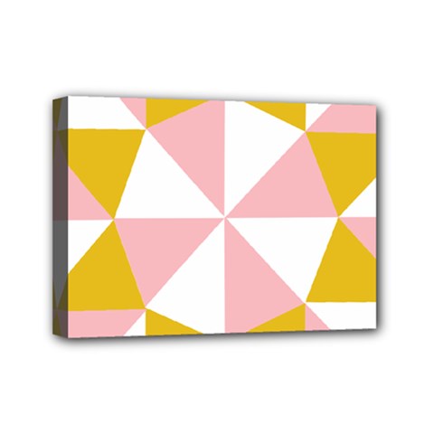 Learning Connection Circle Triangle Pink White Orange Mini Canvas 7  X 5  by Alisyart