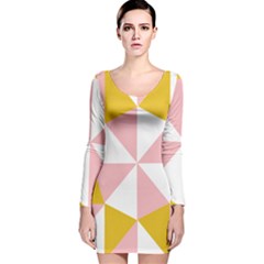 Learning Connection Circle Triangle Pink White Orange Long Sleeve Velvet Bodycon Dress by Alisyart