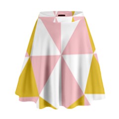 Learning Connection Circle Triangle Pink White Orange High Waist Skirt