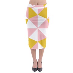 Learning Connection Circle Triangle Pink White Orange Midi Pencil Skirt
