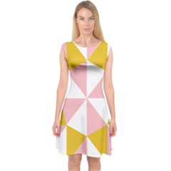 Learning Connection Circle Triangle Pink White Orange Capsleeve Midi Dress by Alisyart