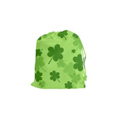 Leaf Clover Green Line Drawstring Pouches (small) 