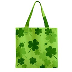 Leaf Clover Green Line Zipper Grocery Tote Bag