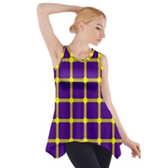 Optical Illusions Circle Line Yellow Blue Side Drop Tank Tunic