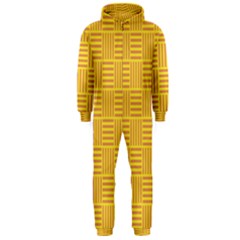Plaid Line Orange Yellow Hooded Jumpsuit (men)  by Alisyart