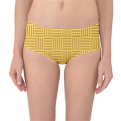 Plaid Line Orange Yellow Mid-waist Bikini Bottoms by Alisyart