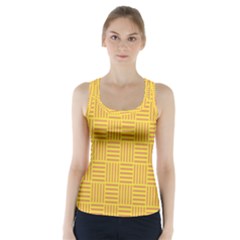 Plaid Line Orange Yellow Racer Back Sports Top