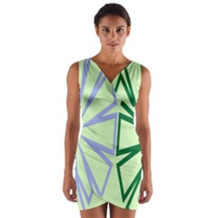 Starburst Shapes Large Green Purple Wrap Front Bodycon Dress by Alisyart