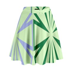 Starburst Shapes Large Green Purple High Waist Skirt