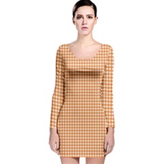 Orange Tablecloth Plaid Line Long Sleeve Velvet Bodycon Dress by Alisyart