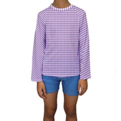 Purple Tablecloth Plaid Line Kids  Long Sleeve Swimwear by Alisyart