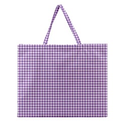 Purple Tablecloth Plaid Line Zipper Large Tote Bag by Alisyart