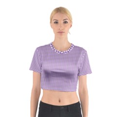 Purple Tablecloth Plaid Line Cotton Crop Top by Alisyart