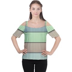 Modern Texture Blue Green Red Grey Chevron Wave Line Women s Cutout Shoulder Tee