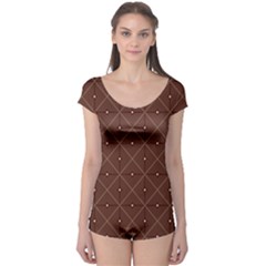 Coloured Line Squares Plaid Triangle Brown Line Chevron Boyleg Leotard 