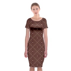 Coloured Line Squares Plaid Triangle Brown Line Chevron Classic Short Sleeve Midi Dress by Alisyart