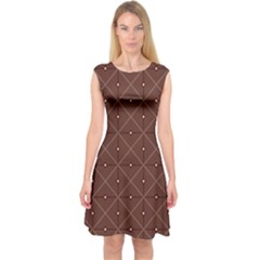 Coloured Line Squares Plaid Triangle Brown Line Chevron Capsleeve Midi Dress by Alisyart