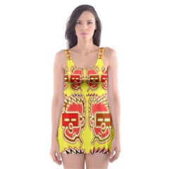 Funny Faces Skater Dress Swimsuit