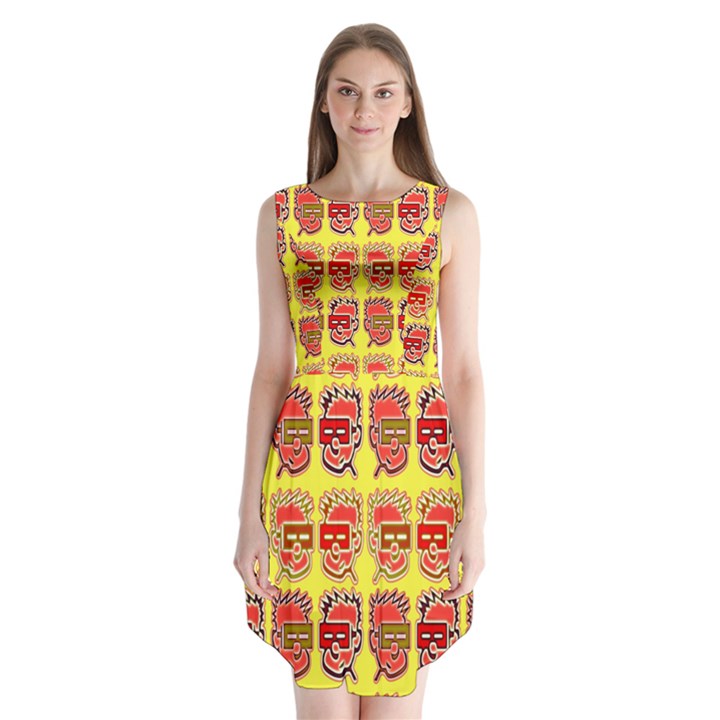 Funny Faces Sleeveless Chiffon Dress  