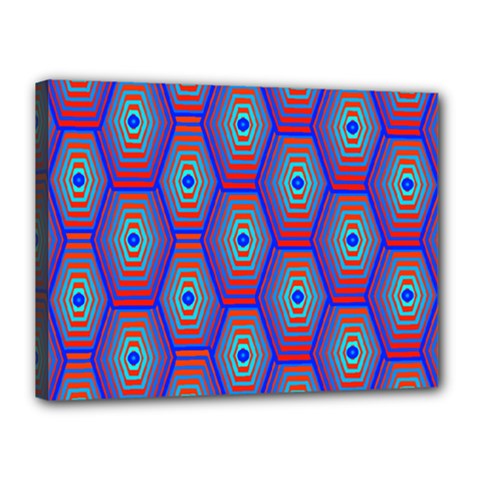 Red Blue Bee Hive Pattern Canvas 16  X 12  by Amaryn4rt