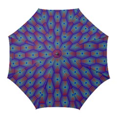 Red Blue Bee Hive Pattern Golf Umbrellas by Amaryn4rt