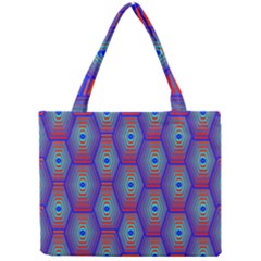 Red Blue Bee Hive Pattern Mini Tote Bag by Amaryn4rt