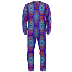 Red Blue Bee Hive Pattern Onepiece Jumpsuit (men)  by Amaryn4rt