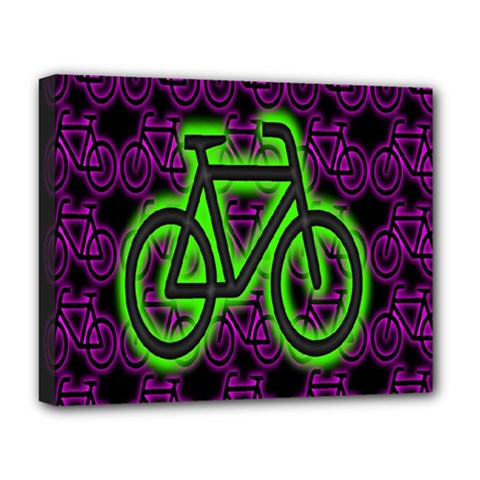 Bike Graphic Neon Colors Pink Purple Green Bicycle Light Deluxe Canvas 20  X 16  