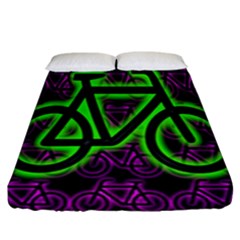 Bike Graphic Neon Colors Pink Purple Green Bicycle Light Fitted Sheet (king Size) by Alisyart