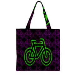 Bike Graphic Neon Colors Pink Purple Green Bicycle Light Zipper Grocery Tote Bag by Alisyart
