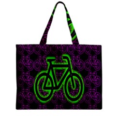 Bike Graphic Neon Colors Pink Purple Green Bicycle Light Zipper Mini Tote Bag