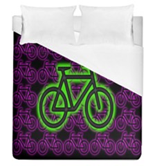Bike Graphic Neon Colors Pink Purple Green Bicycle Light Duvet Cover (queen Size) by Alisyart