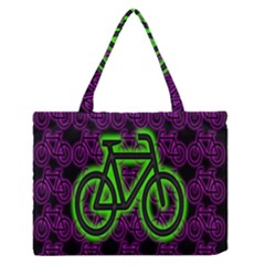 Bike Graphic Neon Colors Pink Purple Green Bicycle Light Medium Zipper Tote Bag by Alisyart