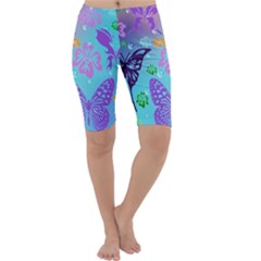 Butterfly Vector Background Cropped Leggings 