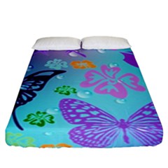 Butterfly Vector Background Fitted Sheet (King Size)