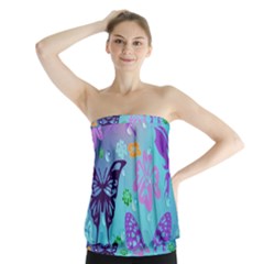 Butterfly Vector Background Strapless Top