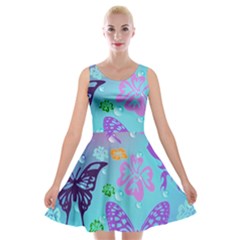 Butterfly Vector Background Velvet Skater Dress