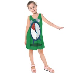 Alarm Clock Weker Time Red Blue Green Kids  Sleeveless Dress by Alisyart