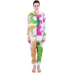 A Set Of Watercolour Icons Hooded Jumpsuit (ladies) 